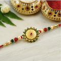 Round Shape Rakhi with Stone & Bead Work – Traditional Designer Rakhi for Brother