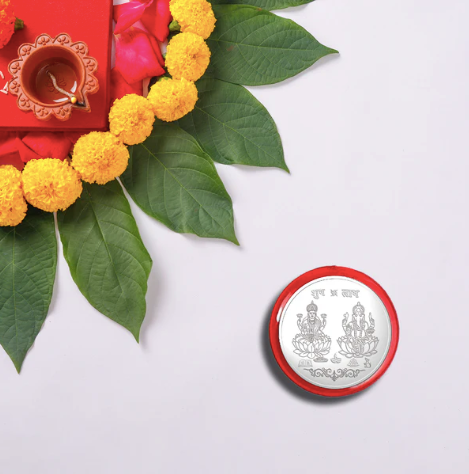 Rakhi Combo Gift Set – 2 Designer Rakhis with Silver Coin, Roli Chawal & Chocolate
