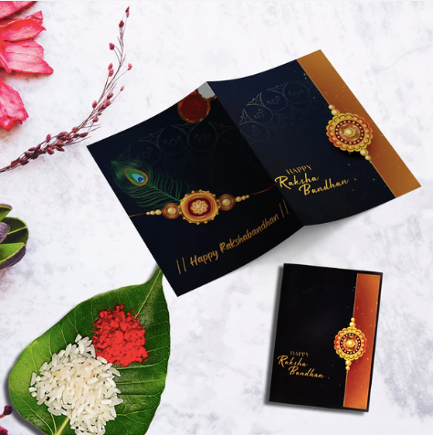 Traditional Rakhi Combo – 2 Designer Rakhis with Choco Almonds, Silver Coin & Pooja Kit