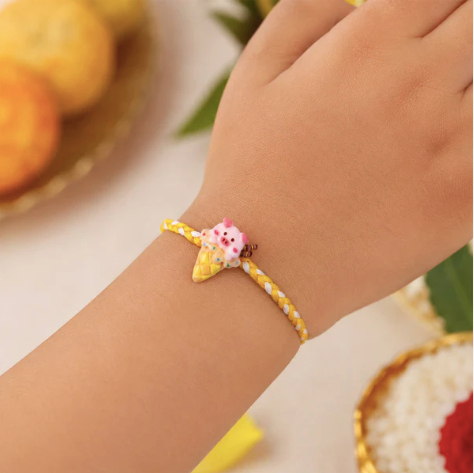Cute Pig Ice Cream Rakhi – Fun Designer Pig Rakhi for Brother
